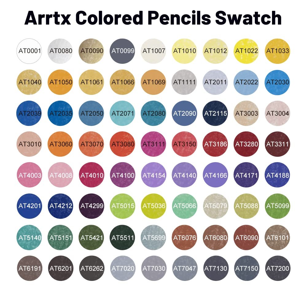 Arrtx 72 Colored Pencils for Adult Coloring Drawing Blending 72 Colors
