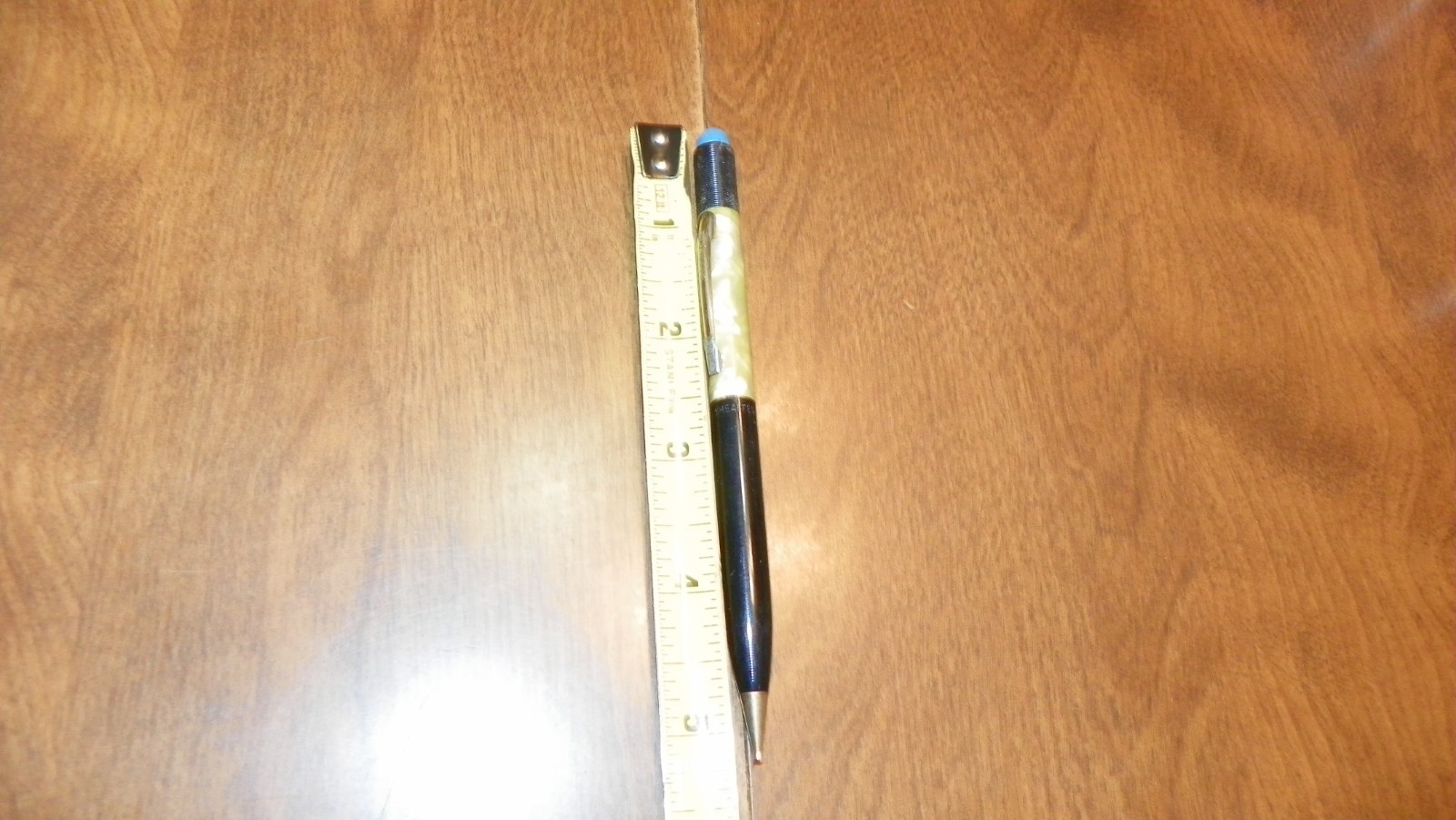 vtg sheaffer mechanocal pencil black clluloid & pearlescent, works 5.25″ lg