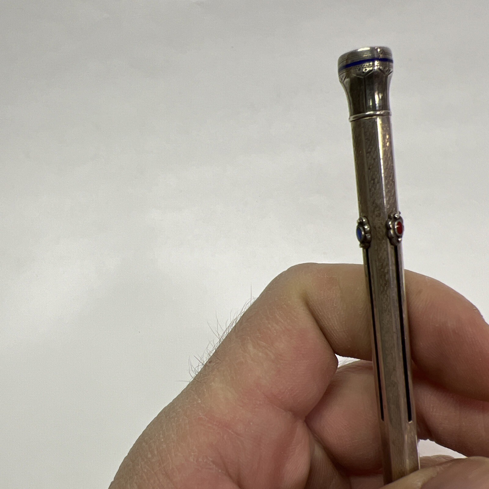 VINTAGE GOLDFINK MECHANICAL 4 COLOR PENCIL 900 SOLID SILVER AND ENAMEL
