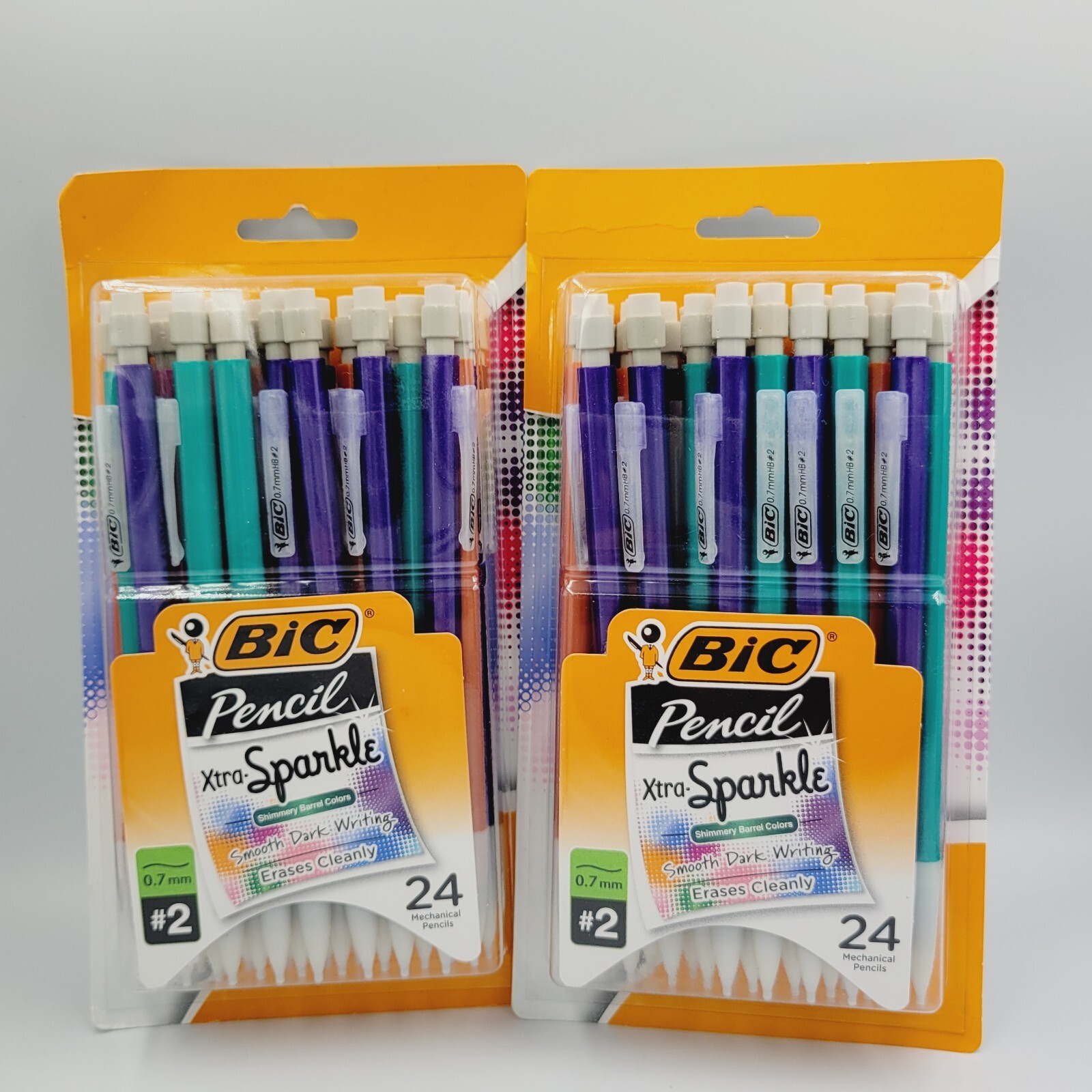 Lot Of 2 Packs BIC Xtra-Sparkle Mechanical #2 Pencil, Medium Point 0.7 mm, 24 Ct