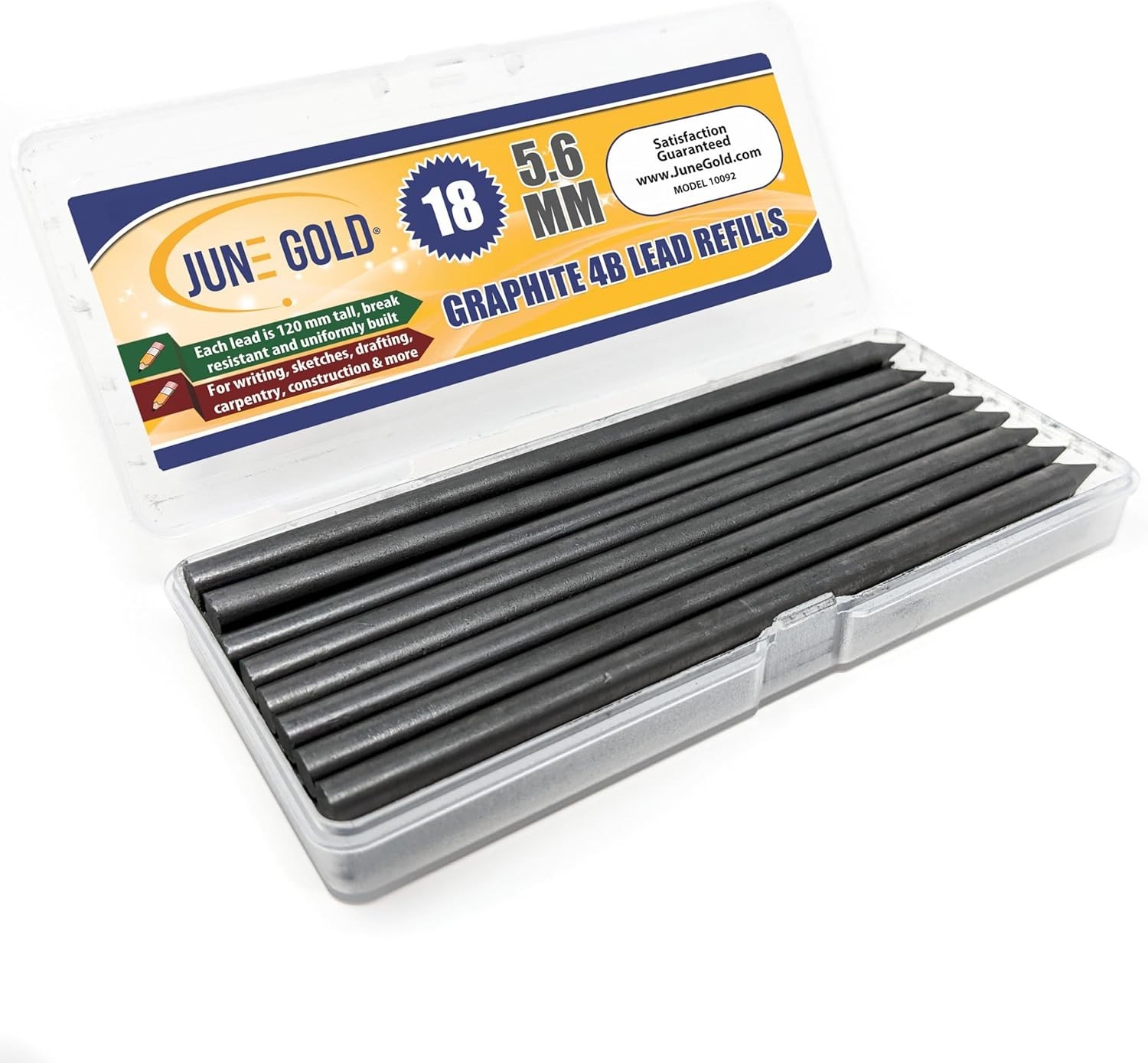18-Piece 4B Graphite Lead Refills – 5.6mm x 120mm, Break-Resistant Quality