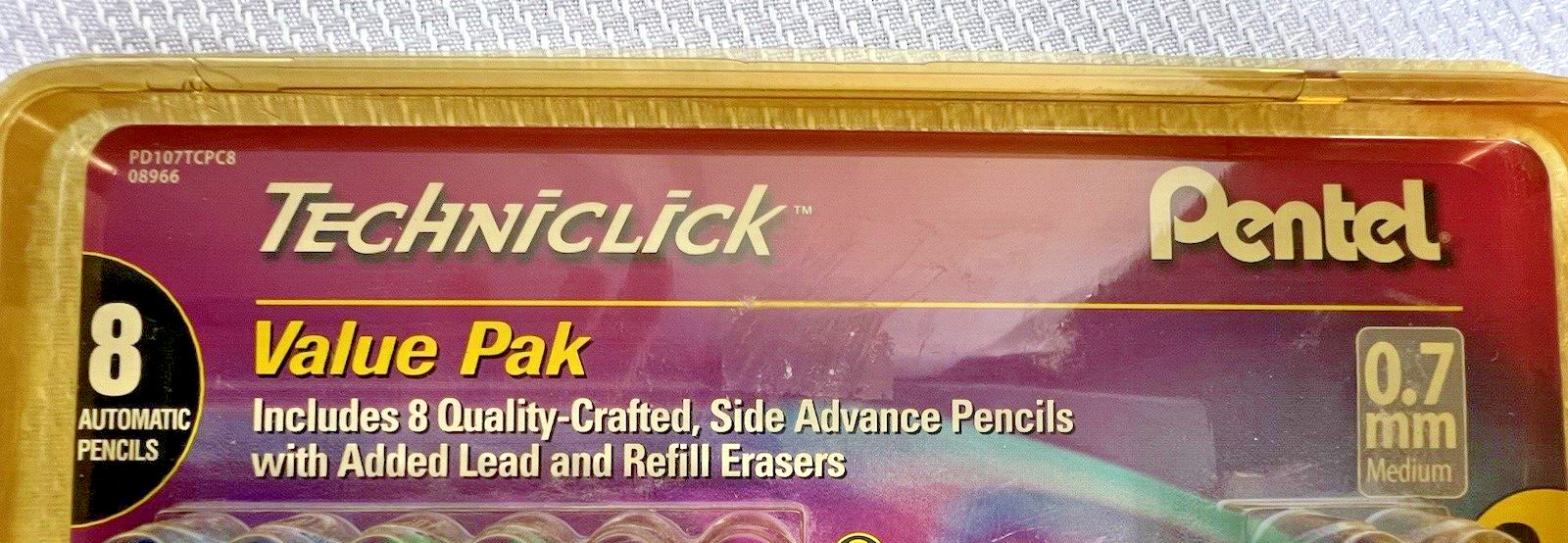 8 Pack Pentel Techniclick 0.7mm Mechanical Pencils PD107T Lead Erasers