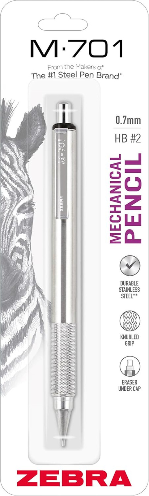 0.7mm Mechanical Pencil Steel Barrel Knurled Grip Refillable 1 Pack – US