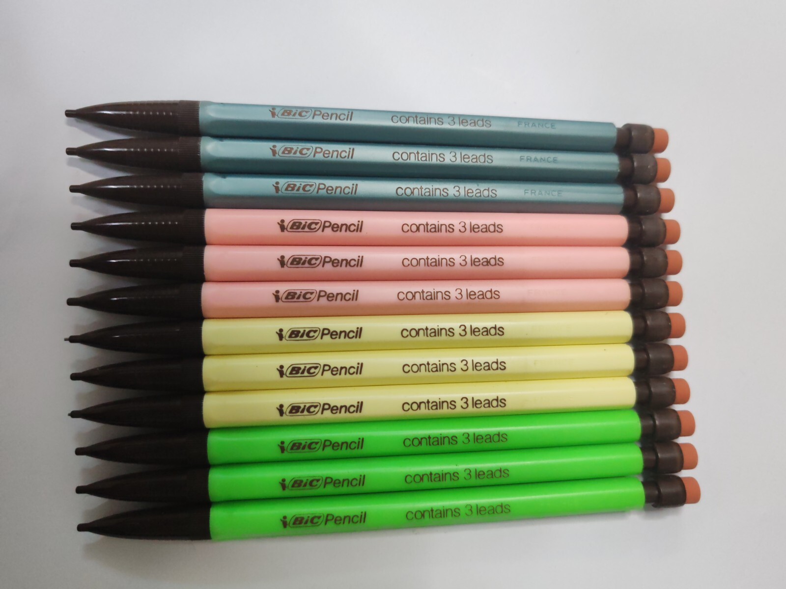 Bic New Vintage Very Rare Color Mechanical Pencil 12 Pcs / France , 80S