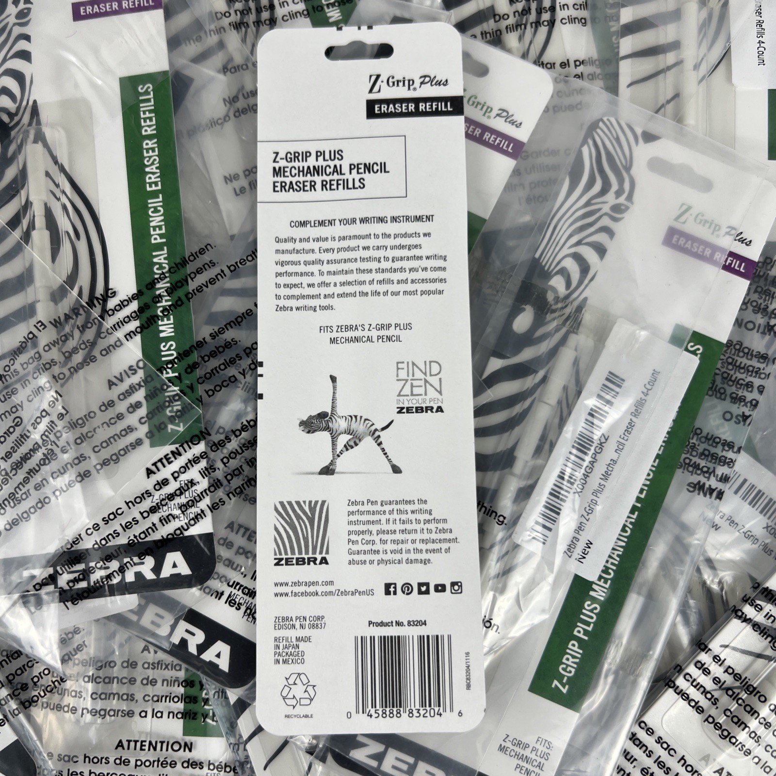 LOT of 27 – Zebra Pen Z-Grip Plus Mechanical Pencil Eraser Refills 4 Count – NEW