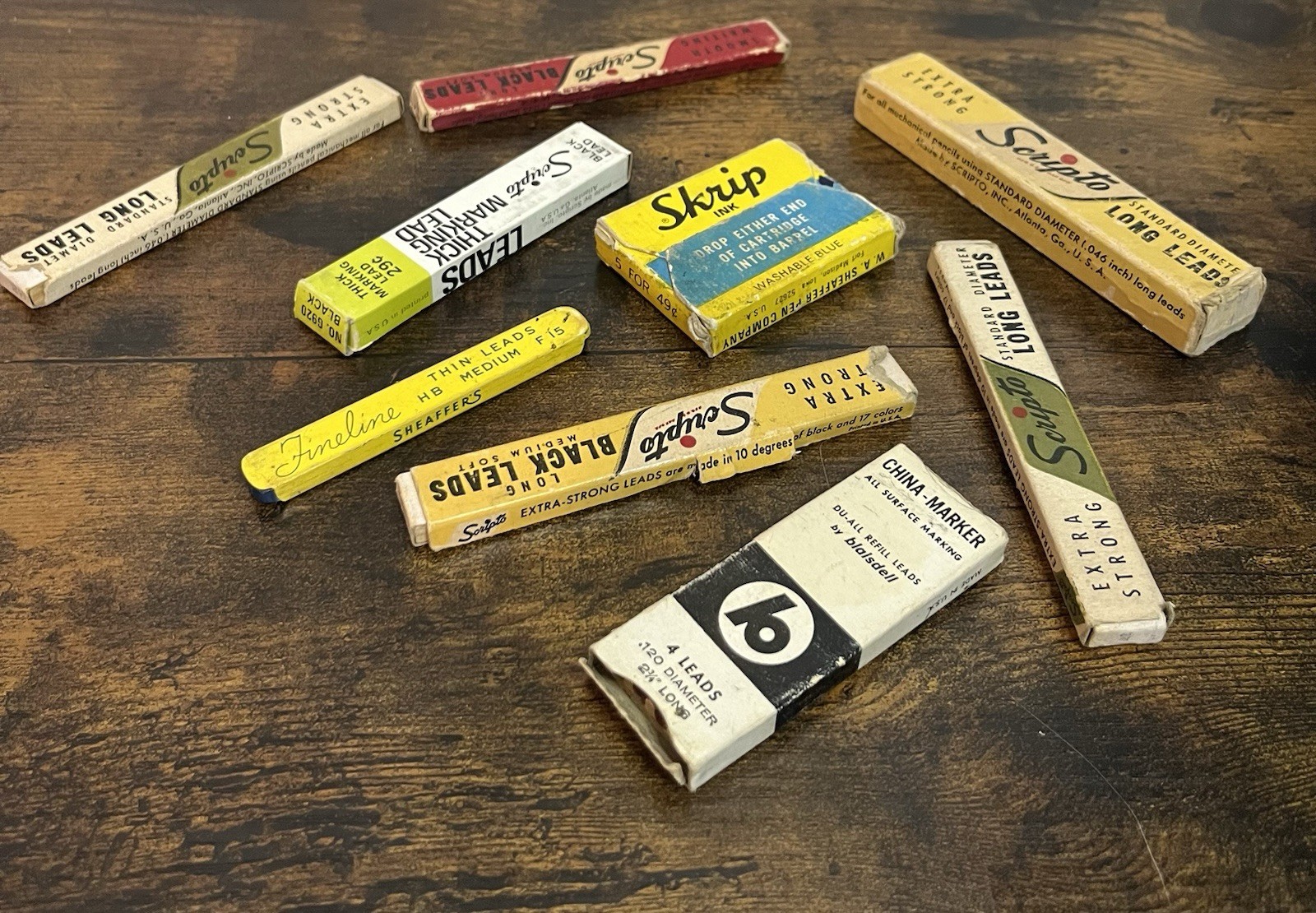 Lot of 9 Vintage Mechanical Pencil Lead In Original Containers Advertising