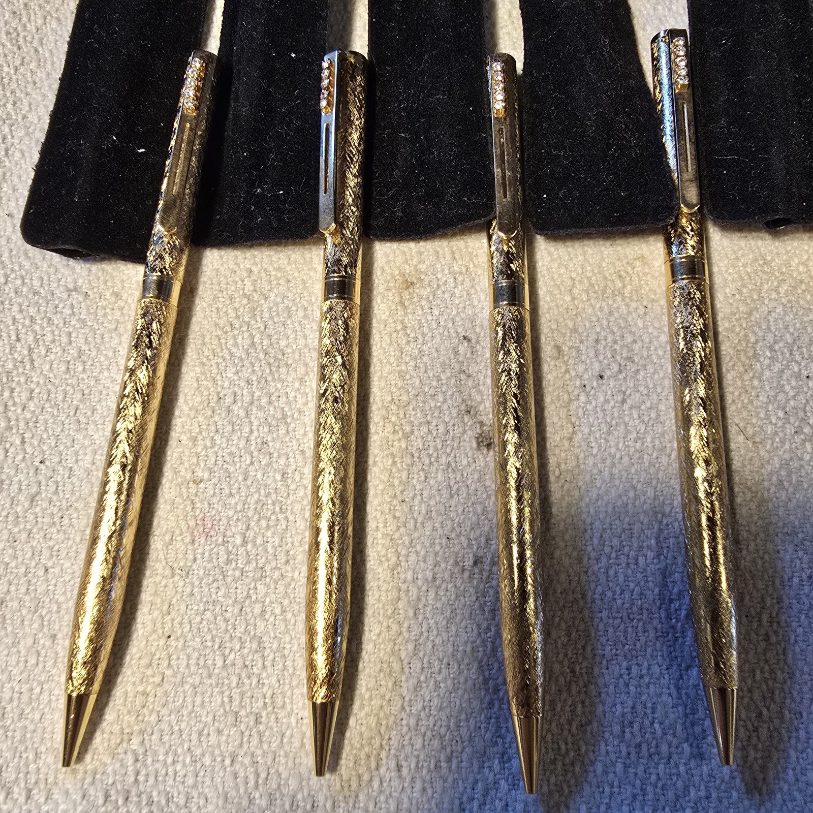 Vintage Gold Tone Mechanical Pencils Lot Rhinestone Clip Pink Enamel Pens