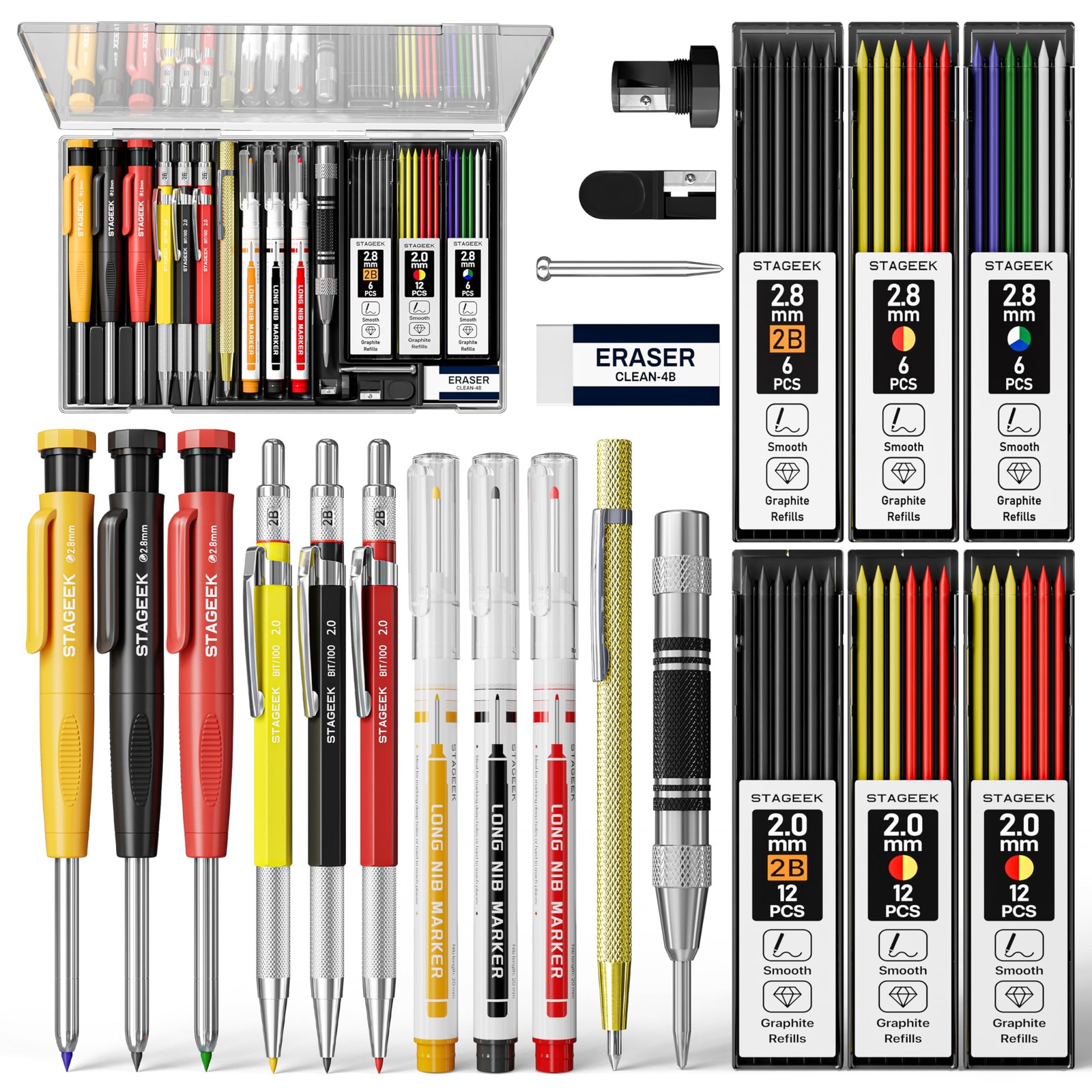 STAGEEK 22 Pack Carpenter Pencil Set with Sharpener, Mechanical Carpenter Pen…