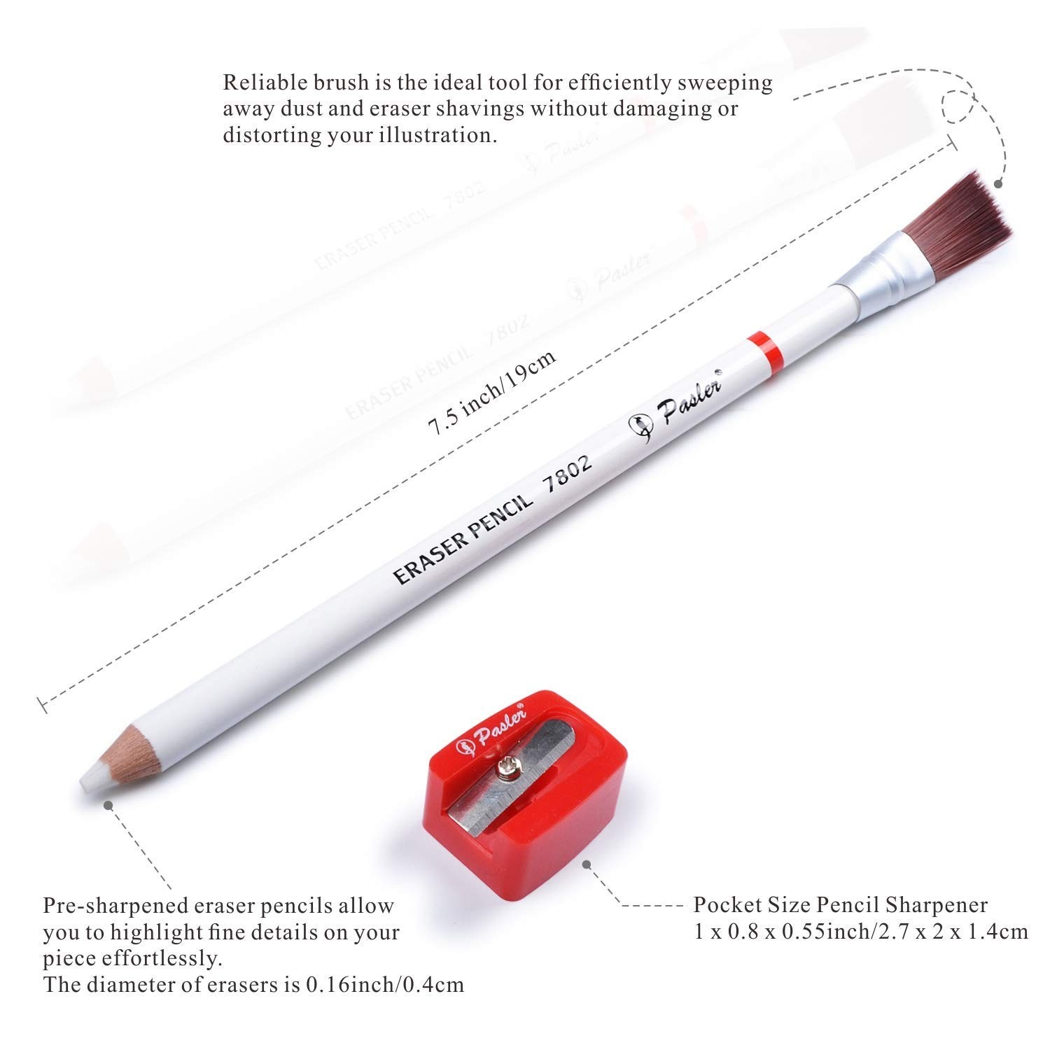 Pasler® Eraser Pencils 7802 Perfection Detail 4 Piece Set, White