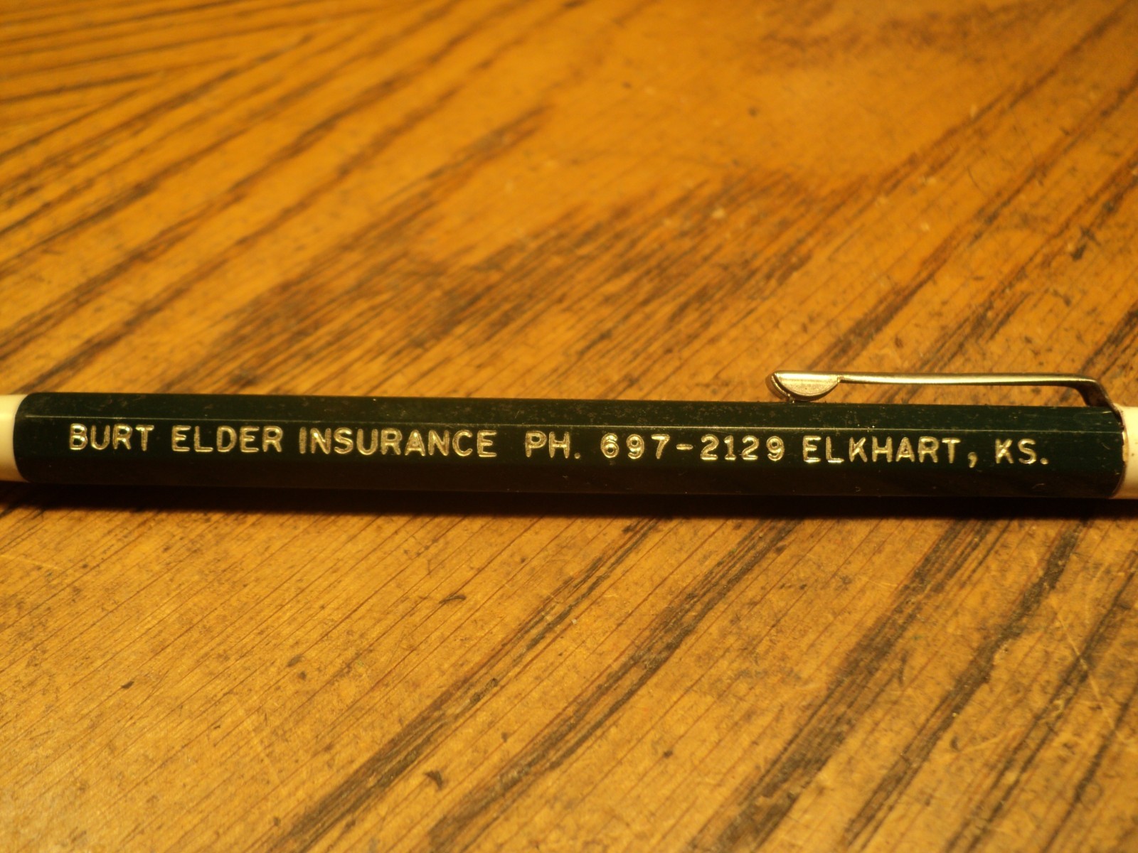 Vintage Durolite Mechanical Pencil Burt Elder Insurance Elkhart 5-5/8″ Long USA