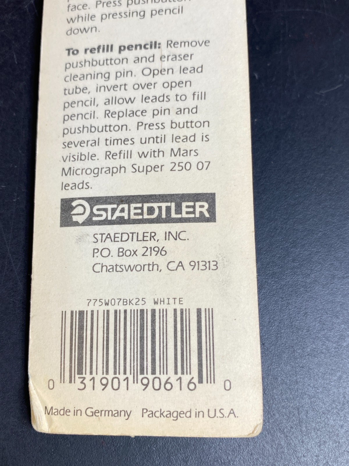 Staedtler Mechanical Pencil Leads .7mm Germany White New Vintage
