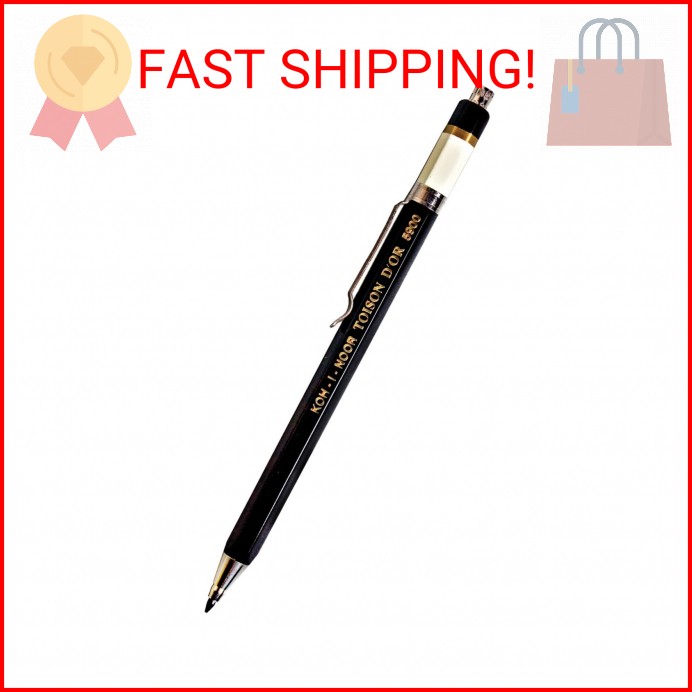 Koh-I-Noor Toison d’Or Lead Holder with Clip, 2mm x 120mm Lead, Black, 1 Each (5