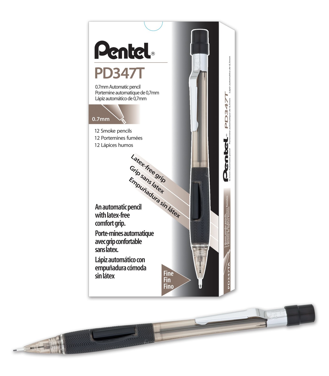 Pentel Quicker Clicker Mechanical Pencil (0.7mm) Transparent Black Barrel, Bo…