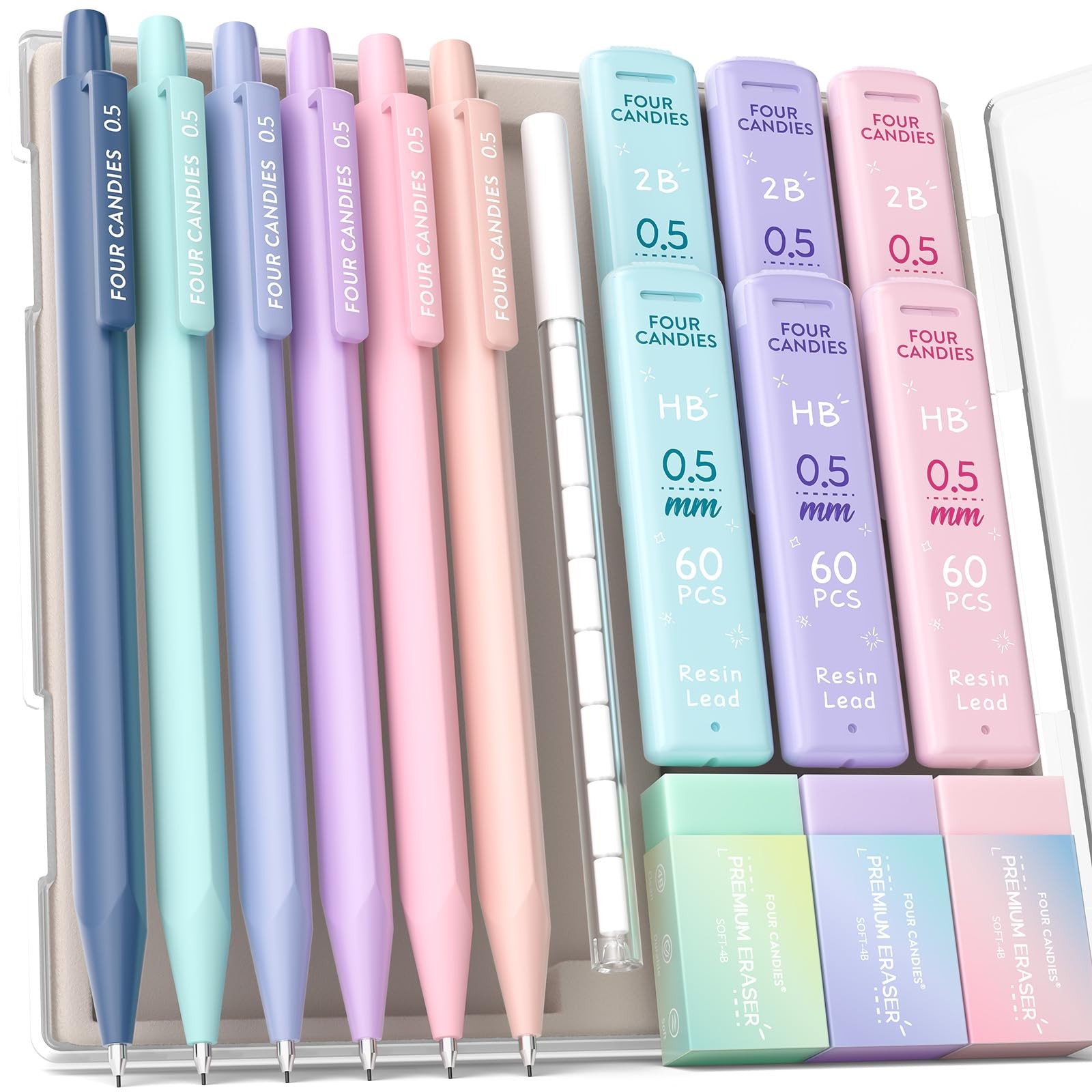 Cute Mechanical Pencil Set, 0.5mm Fine Point, 6-Count Pack