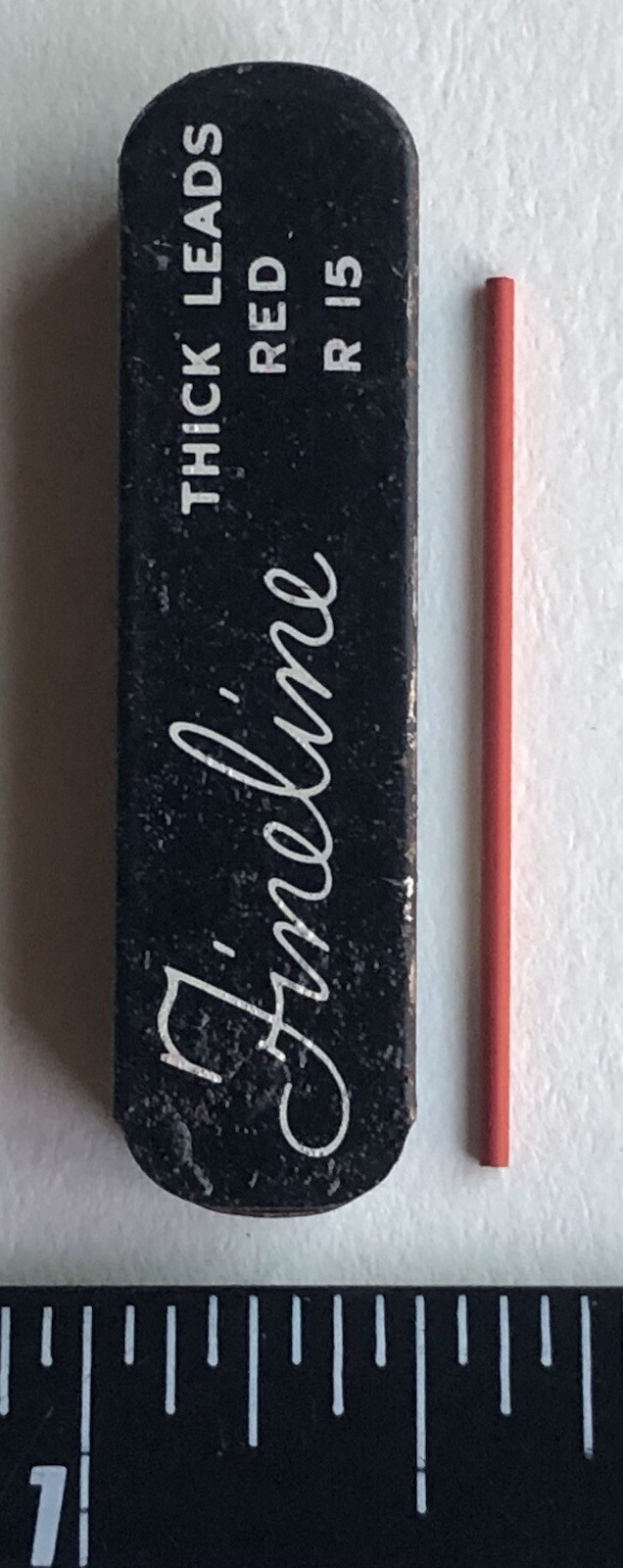 Vintage SHEAFFER Fineline Mechanical Pencil Lead RED 1.1mm Metal 8pk Tin USA