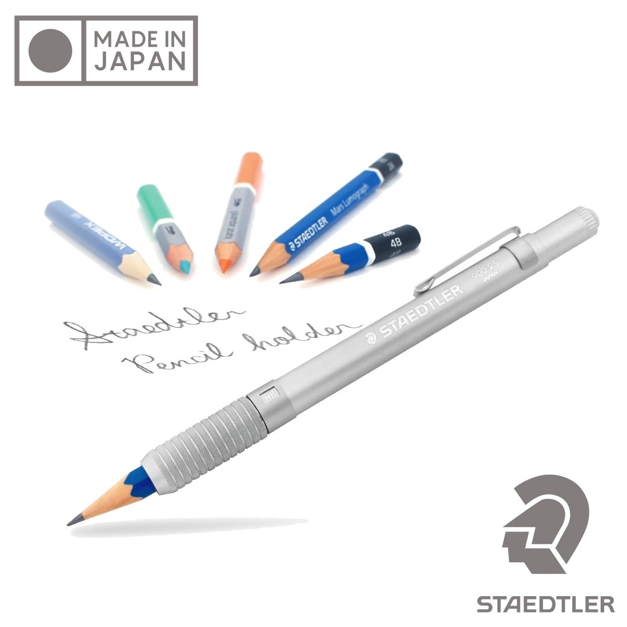 STAEDTLER Aluminum Pencil Holder Extender Knurled Grip 900-25 Made in Japan