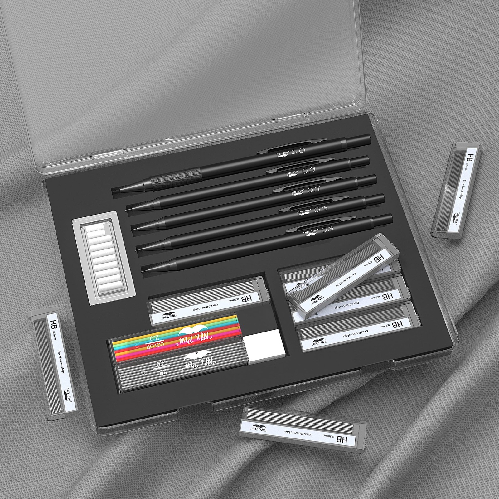 Mr. Pen- Metal Mechanical Pencil Set with Lead and 5 Count (Pack of 1), Black