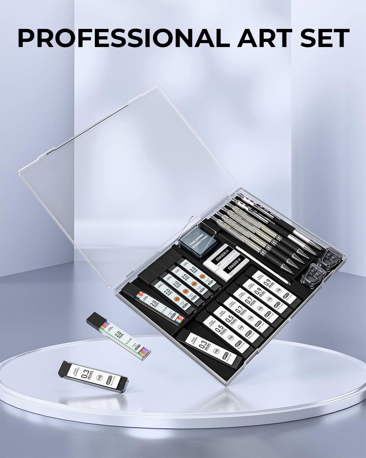 27PCS Mechanical Pencil Set with Case, Art supplies with Metal Pencil 0.3, 0….