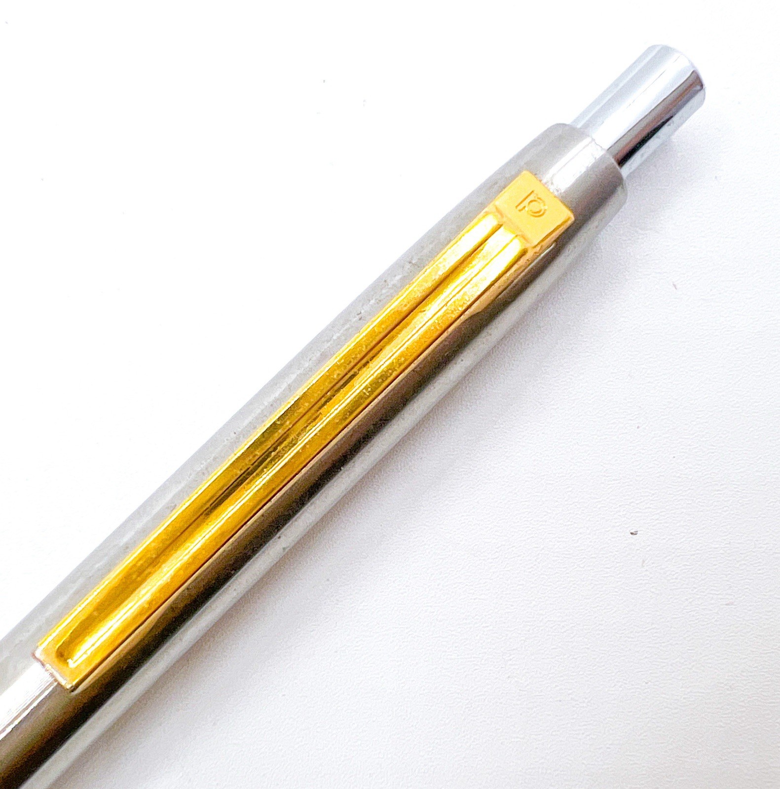 Platinum Mechanical Pencil 0.5 mm Steel Gold Trim Push Cap Functional Japan