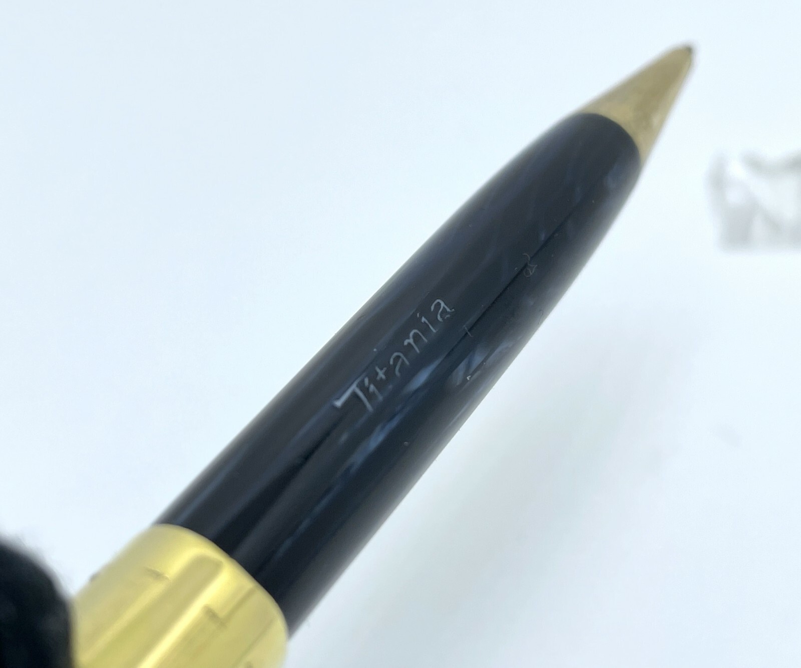 Antique Titania Gold Filled Cap Blue Celluloid Mechanical Pencil – 1950’s Italy