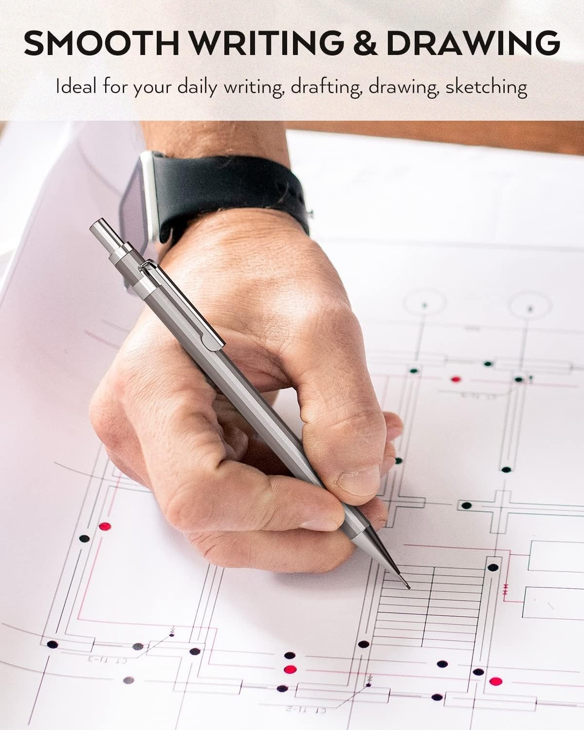 8 Pack Metal Mechanical Pencil Set – 0.5mm & 0.7mm for Artists & Professionals