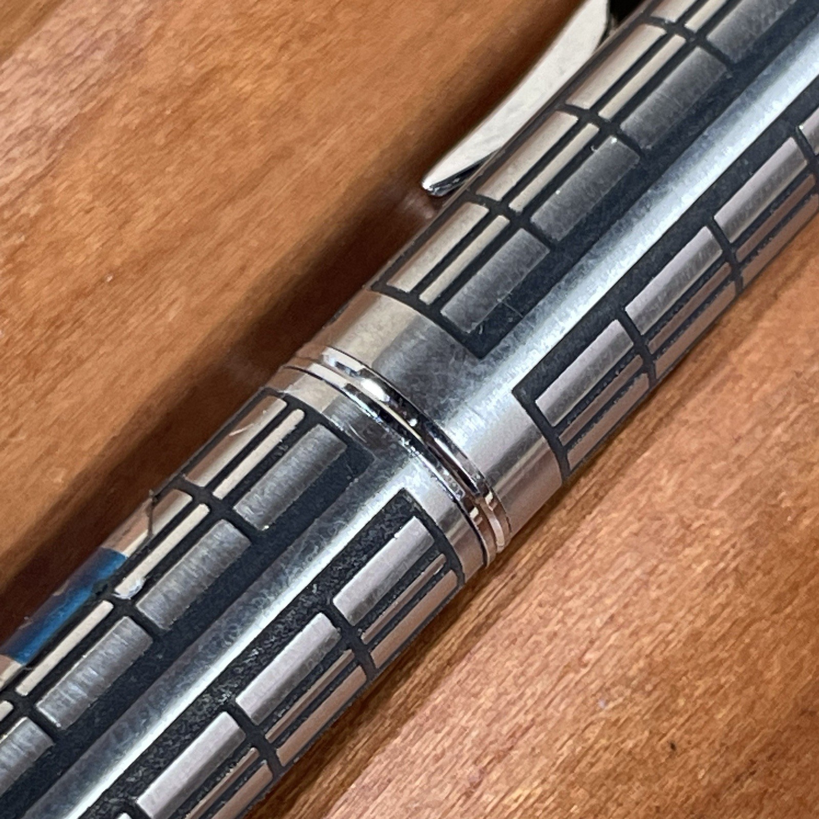 Platinum Riviere Mechanical Pencil Etched Square Pattern Made in Japan
