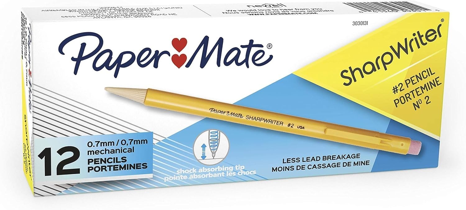 SharpWriter 0.7mm Mechanical Pencils – Cushioned Grip & Twistable Tip, 12 Pack