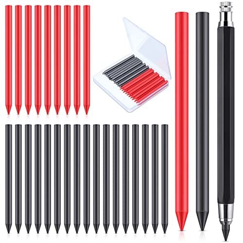 36 Pcs Mechanical Pencil Set with 18 Black & 18 Red Refills for Drafting, Art &