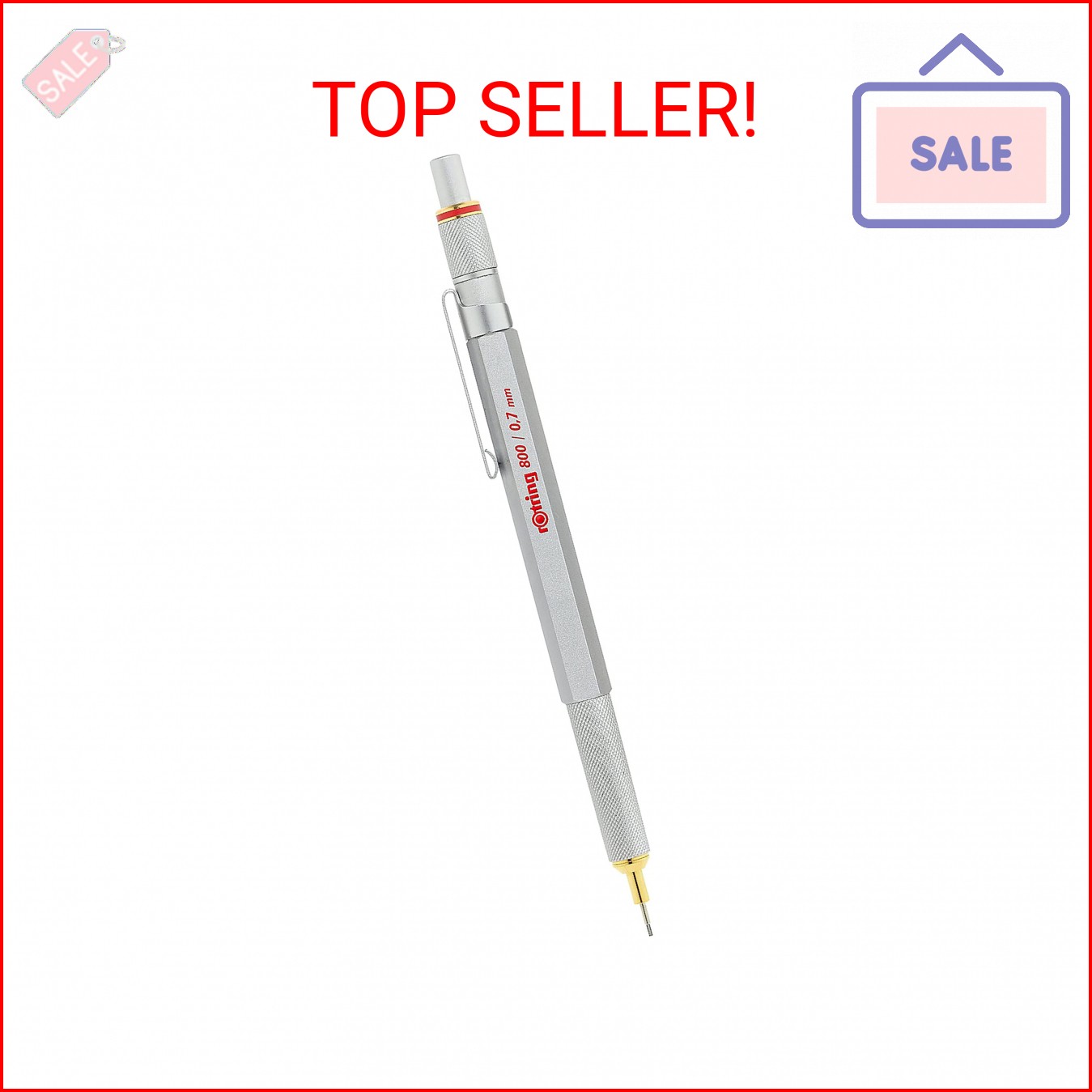 rOtring 800 Mechanical Pencil, 0.7 mm, Silver Metal Barrel