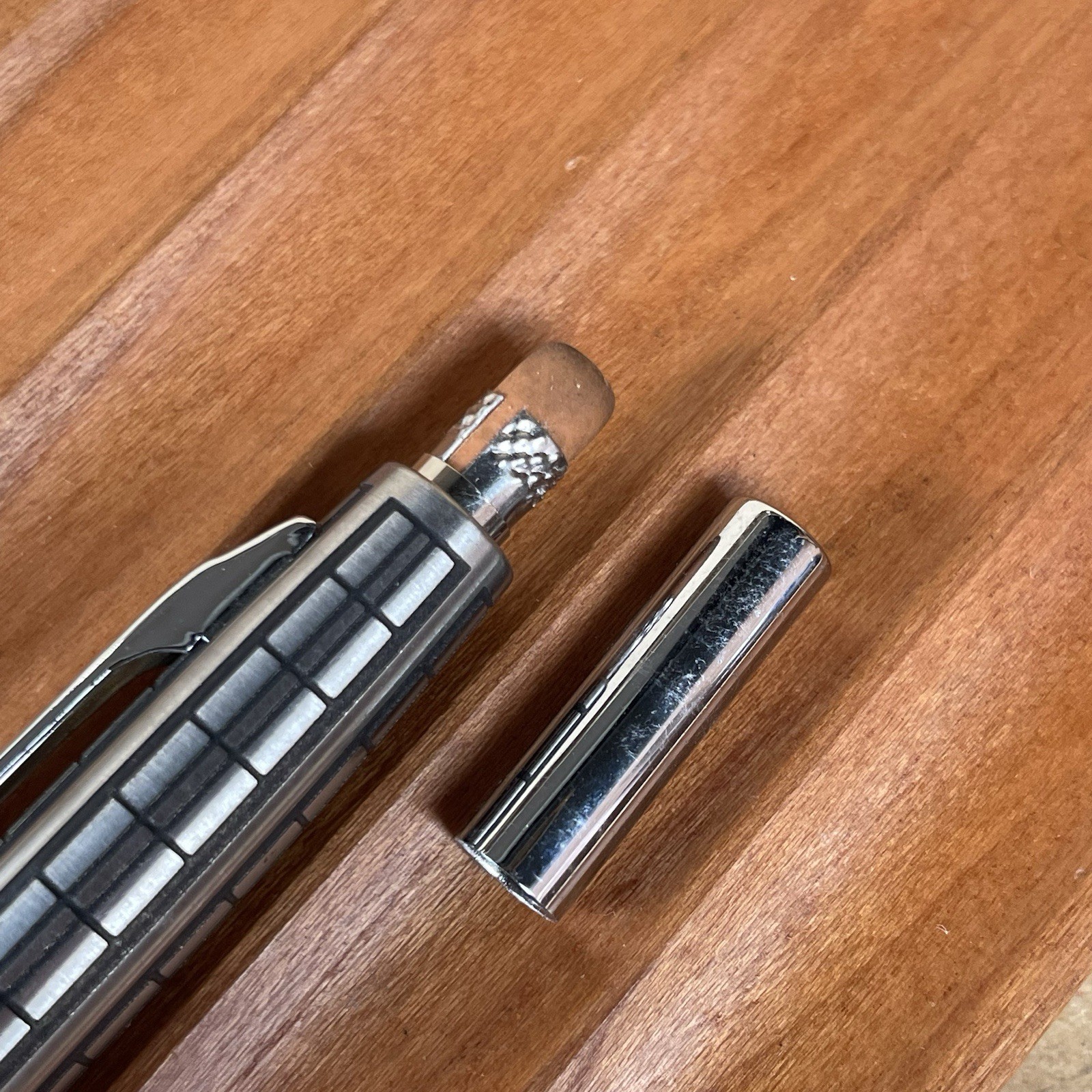 Platinum Riviere Mechanical Pencil Etched Square Pattern Made in Japan