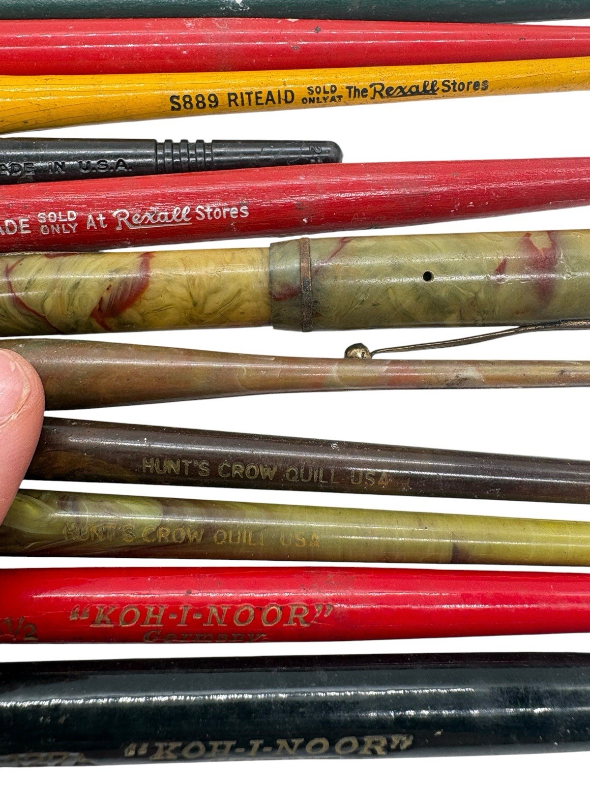 11 Fountain Pens Lot Vintage Marbled Untested Cavalier, Koh-I-Noor, Hunts Crow