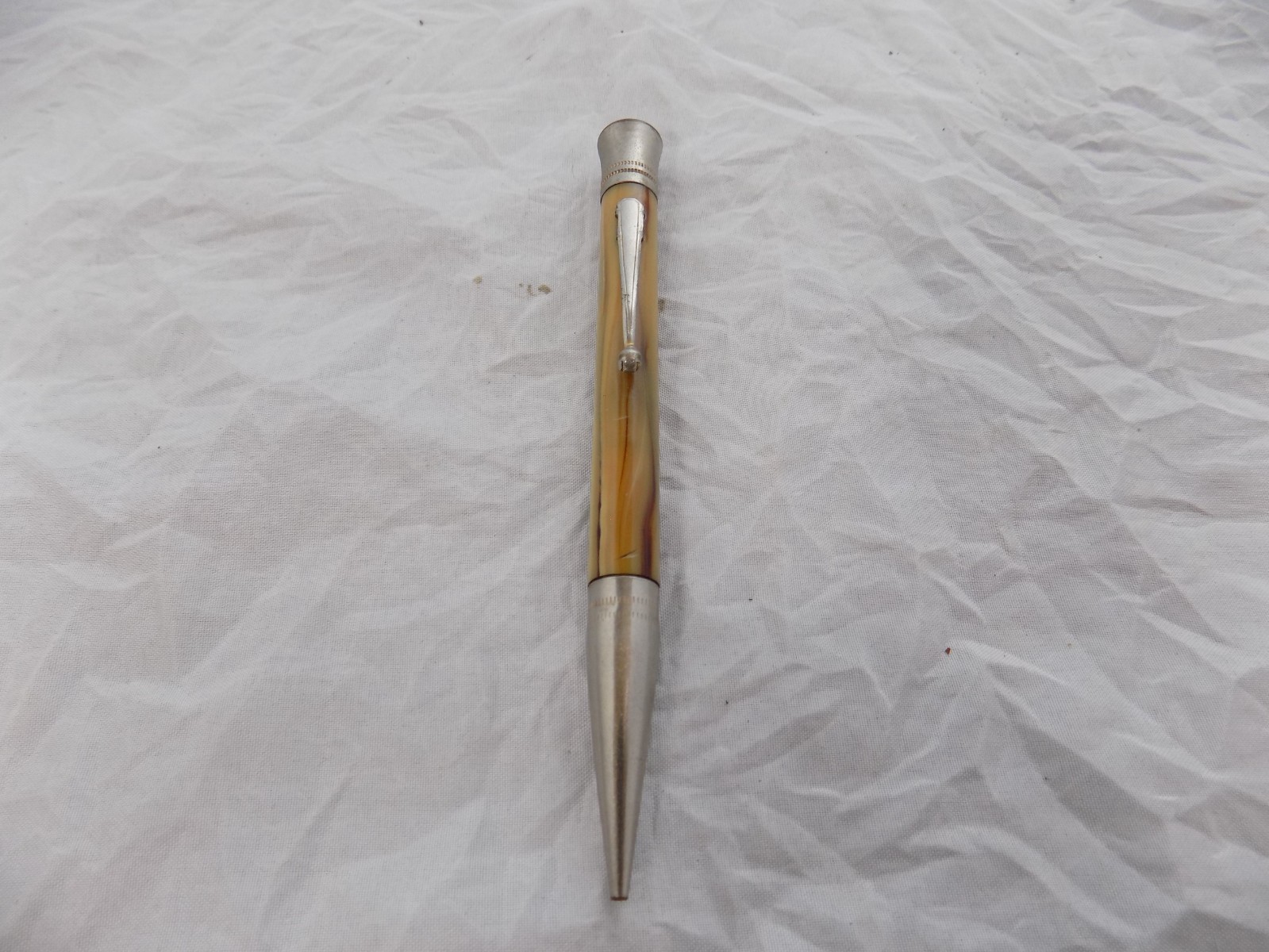 vintage celluloid mechanical pencil the letter M or W etched in the top