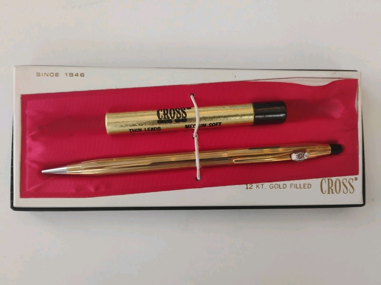 Vtg 14KGF CROSS Retractable Mechanical Pencil w/ Orig Case & Lead, Pitney Bowes