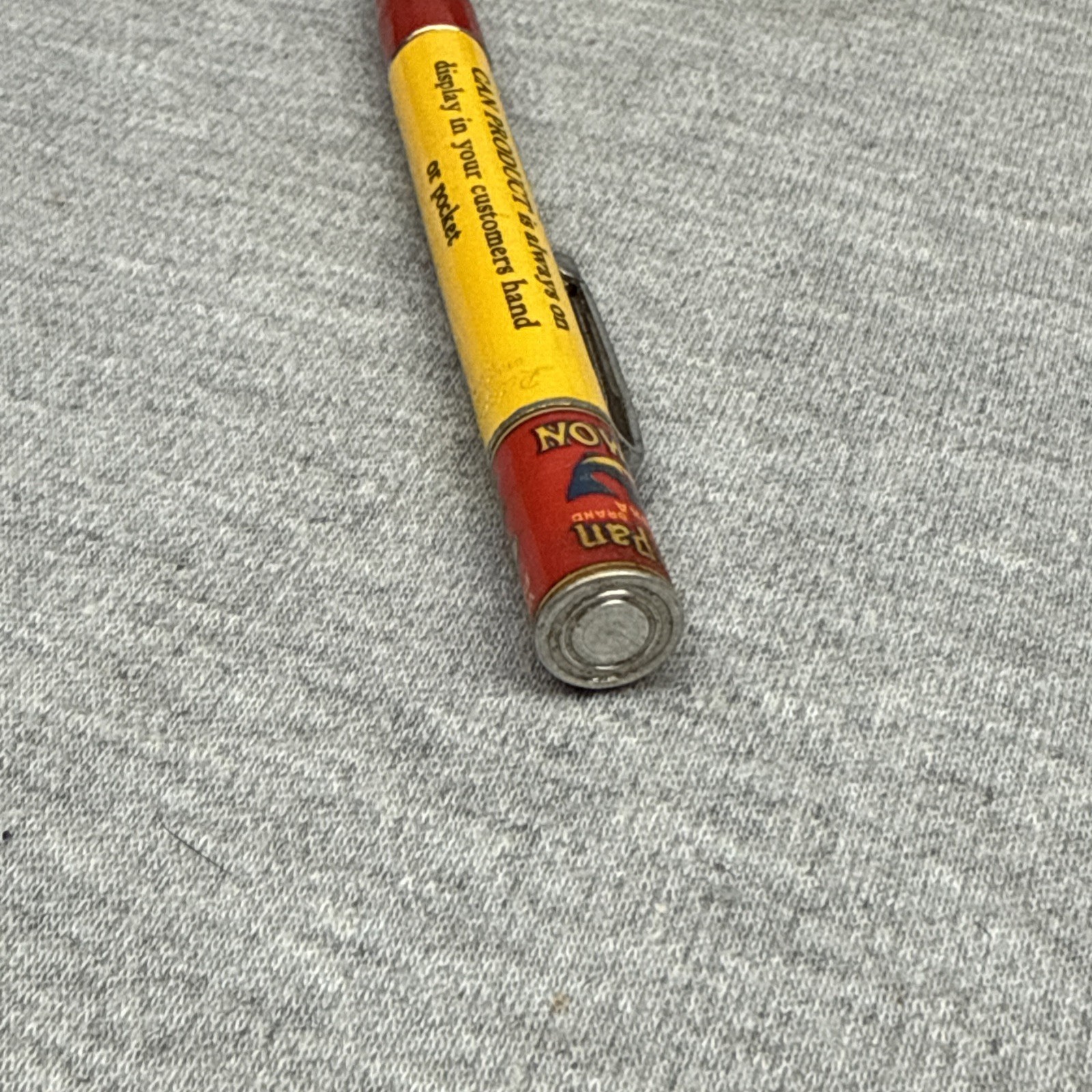 Vintage Ritepoint Mechanical Pencil Peter Pan Alaska Pink Salmon Can Top Sample