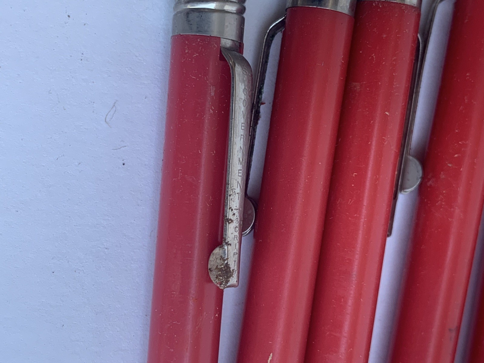 9 Vintage Scripto Mechanical Pencils Grease Crayon Red US Government w Box