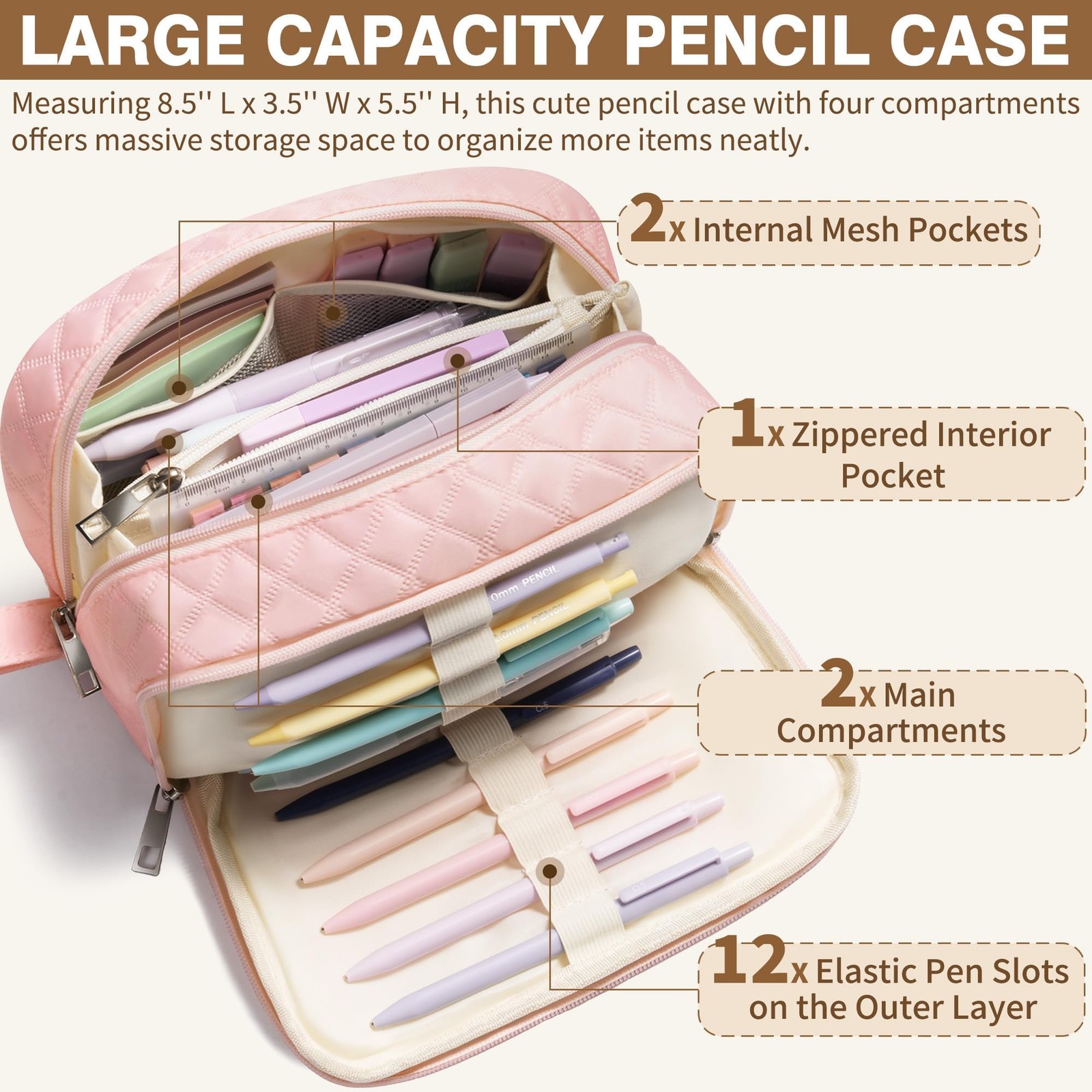 62PCS Aesthetic School Supplies with Cute Pencil Case Pastel Highlighters Bla…