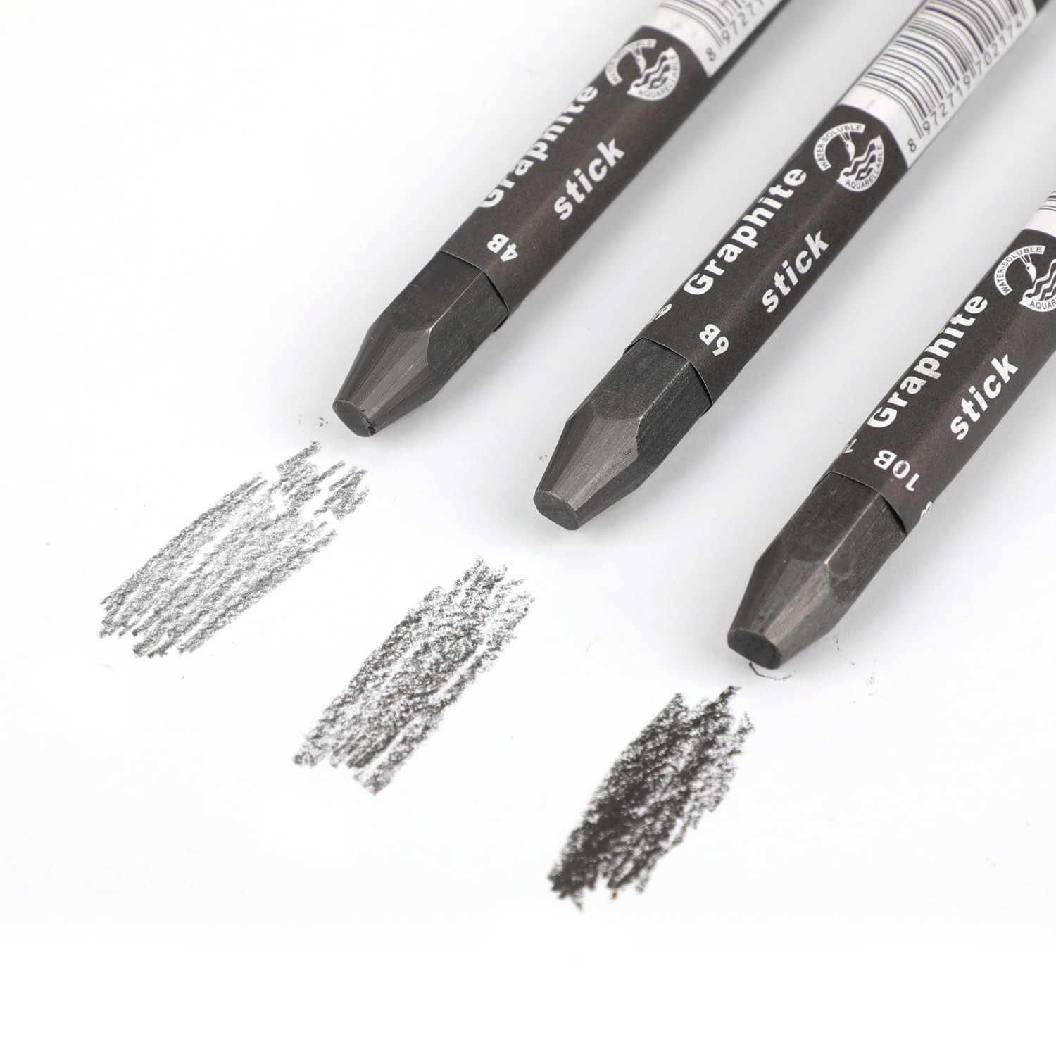 MODOLATA Graphite Sticks for Drawing- Water 3 Count (Pack of 1), Black