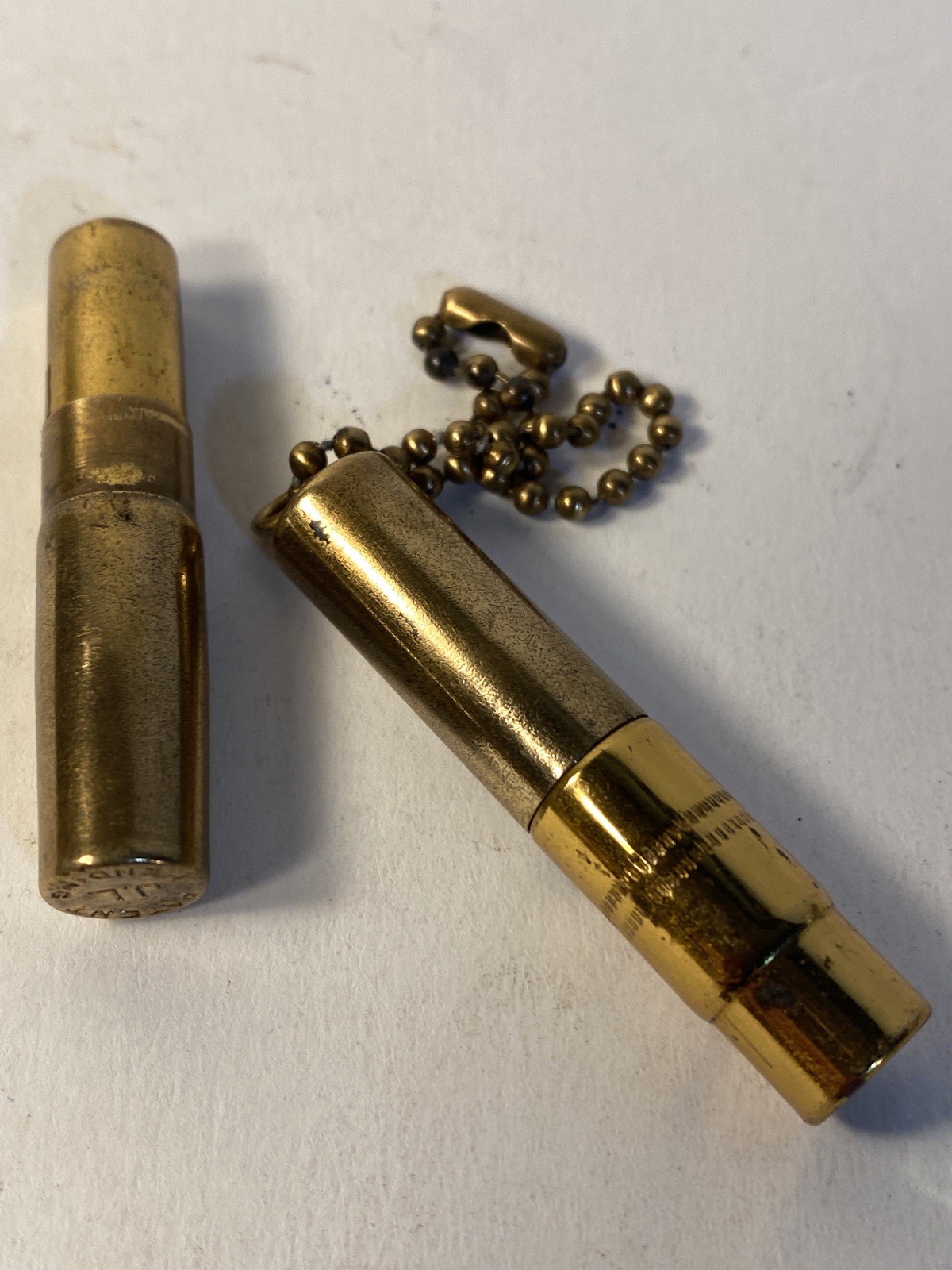 Vintage Pair Of Brass Pen & Telescoping Mechanical Pencil J.L. Chatelaine