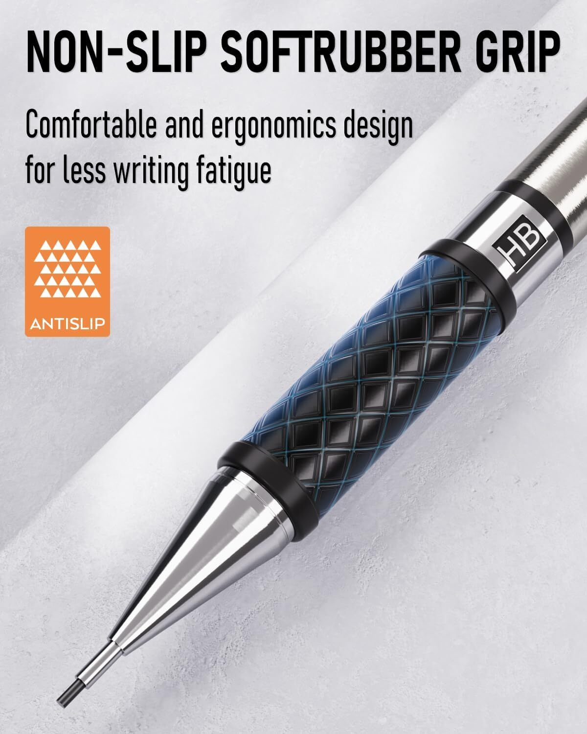 Nicpro 0.9 mm Mechanical Pencil Set with Case, 3PCS Metal 0.9MM, Metallic