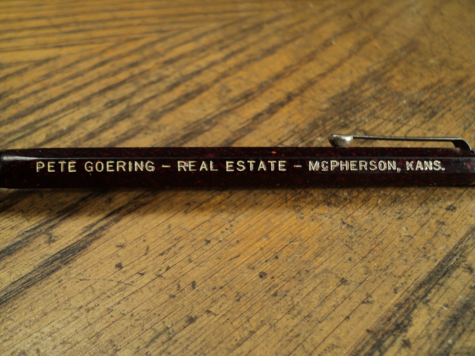 Vintage Mechanical Pencil Advertising Pete Goering – Real Estate McPherson Kans