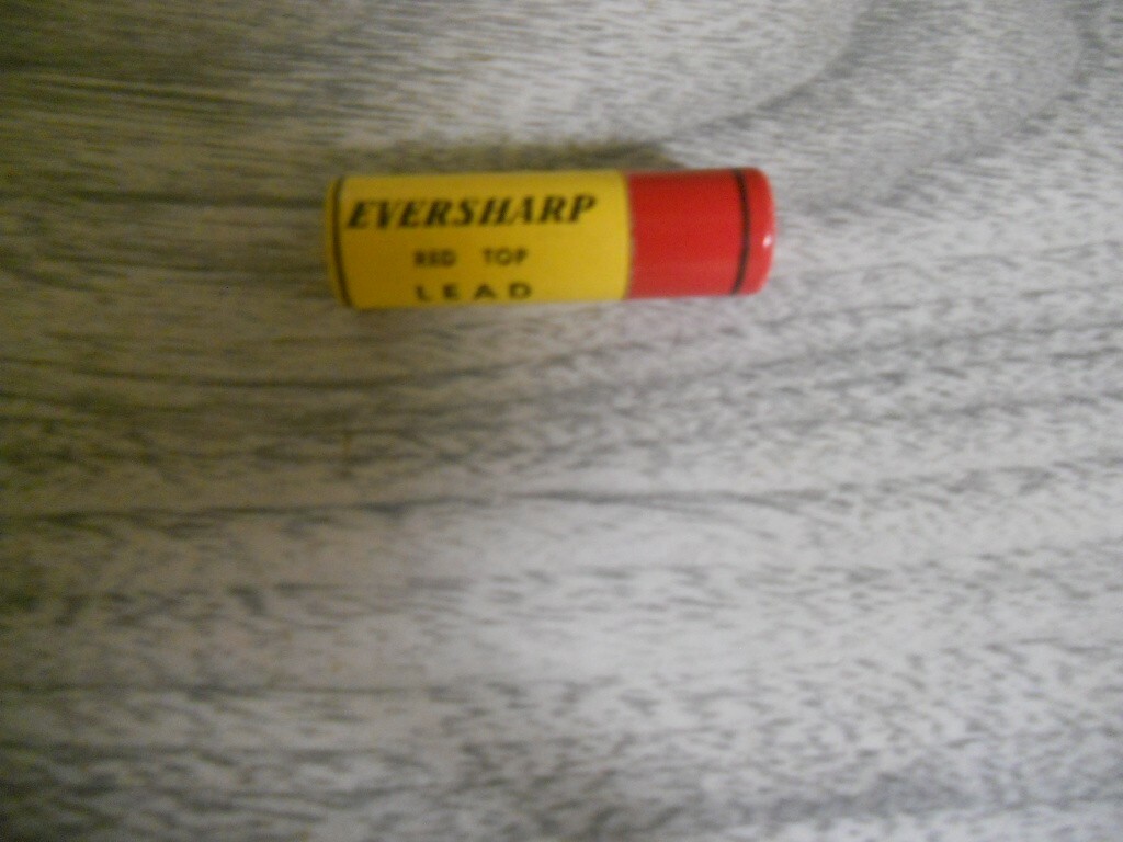 VINTAGE EVERSHARP RED TOP LEAD, 1 3/8 INCH CARDBOARD STORAGE TUBE MADE IN USA