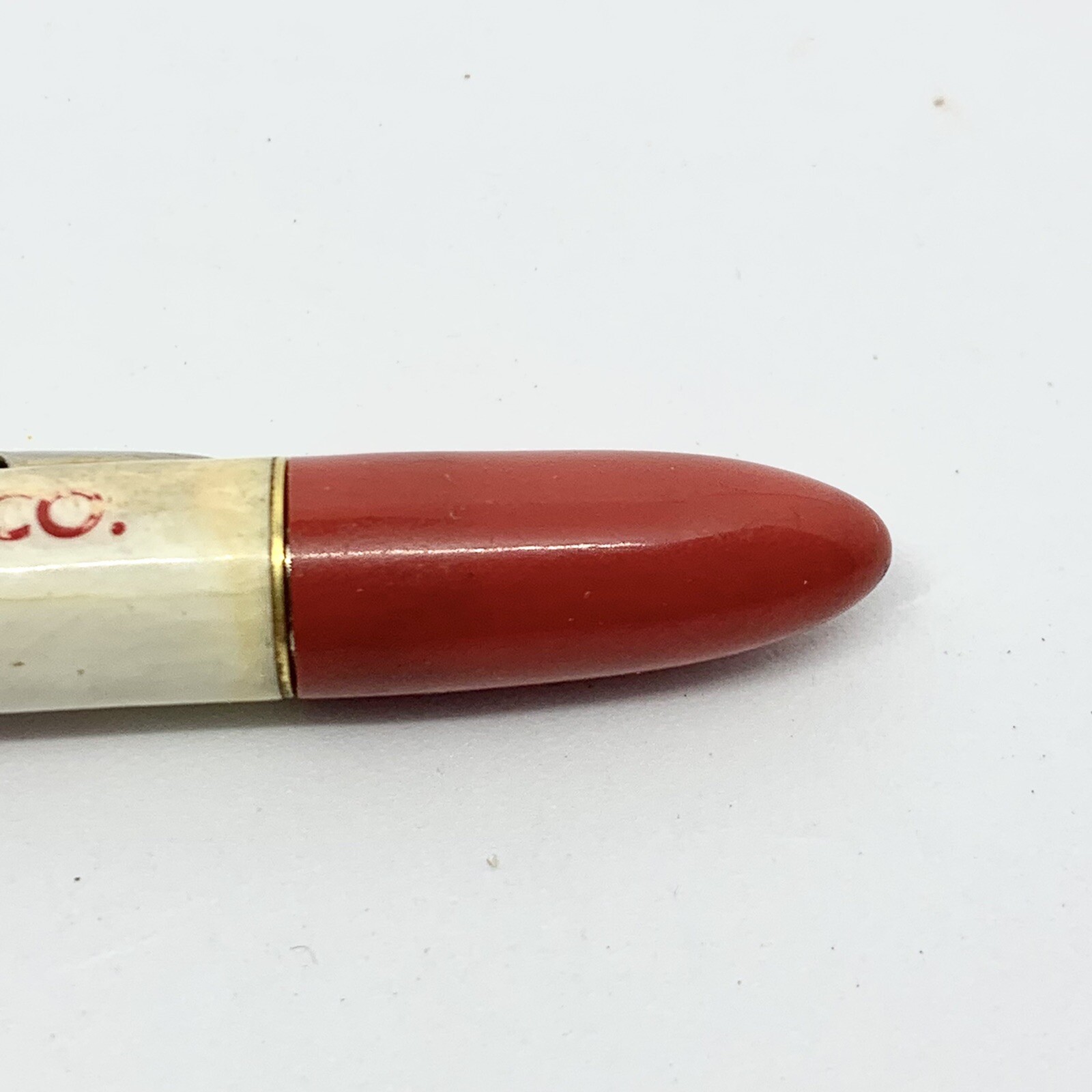 Vintage Redipoint Mechanical Pencil Advertising Automotive White Red Bakelite
