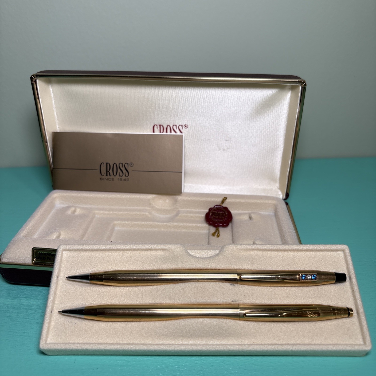 Cross 18K Gold Filled Pencil Sapphires & Diamond, 10K Gold Filled Pencil & Case