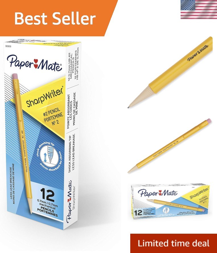 SharpWriter 0.7mm Mechanical Pencils – Cushioned Grip & Twistable Tip, 12 Pack