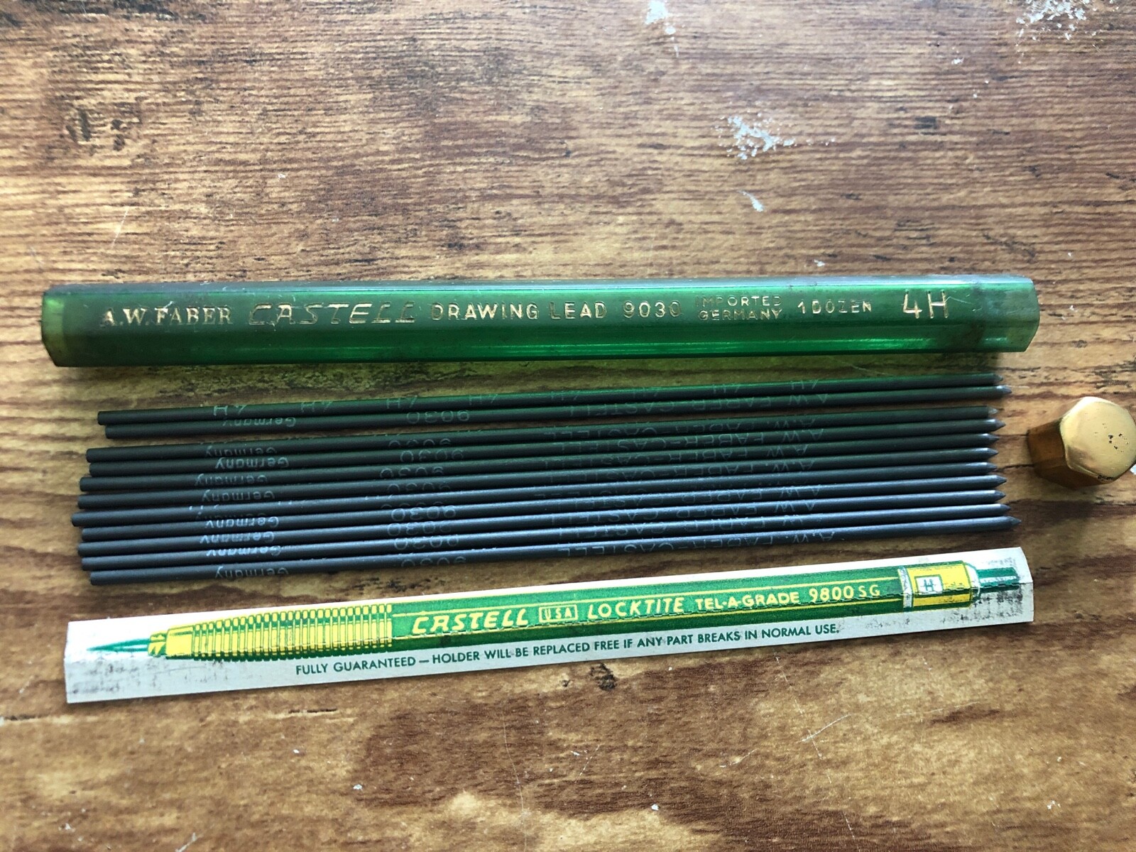 Vintage AW FABER Castell Drawing Lead 7pcs Refill Vials #9030 Mechanical Pencil