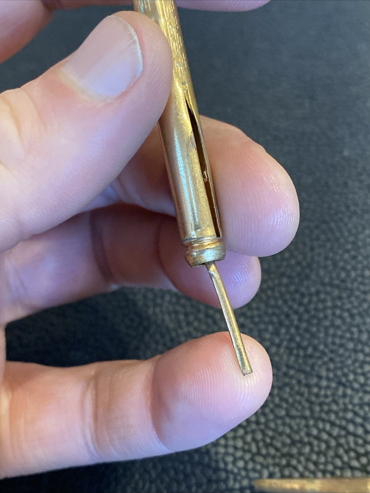2 Early Telescoping Collapsible Fancy Gold Filled Mechanical Pocket Pencil AS IS