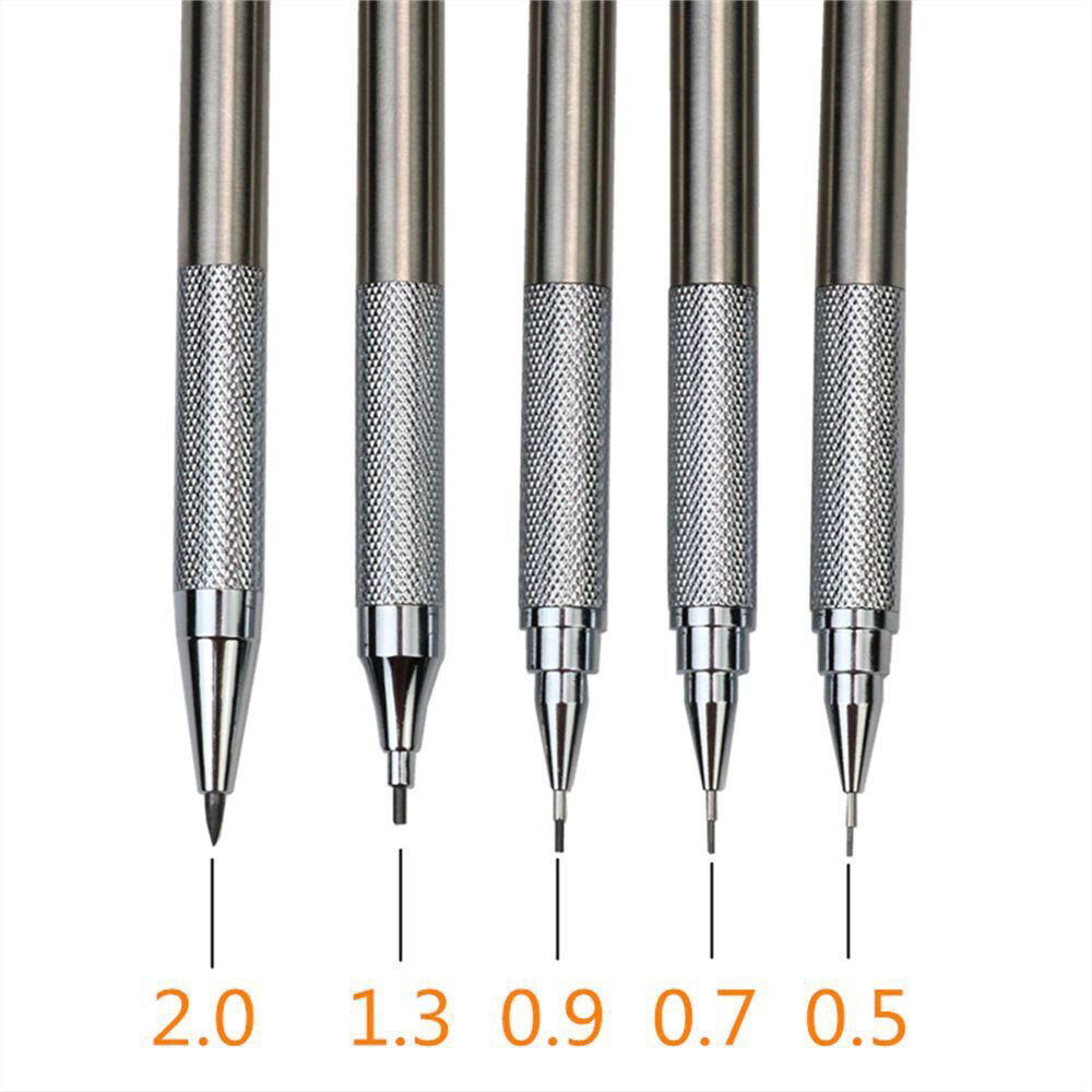 7pcs Mechanical Pencil Black Pencil Writing And Drawing Professional Pen Metal