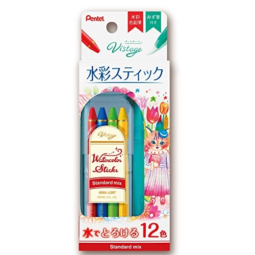 Pentel full core color pencil watercolor Body size: 7x7x100mm / 12 colors / 121g
