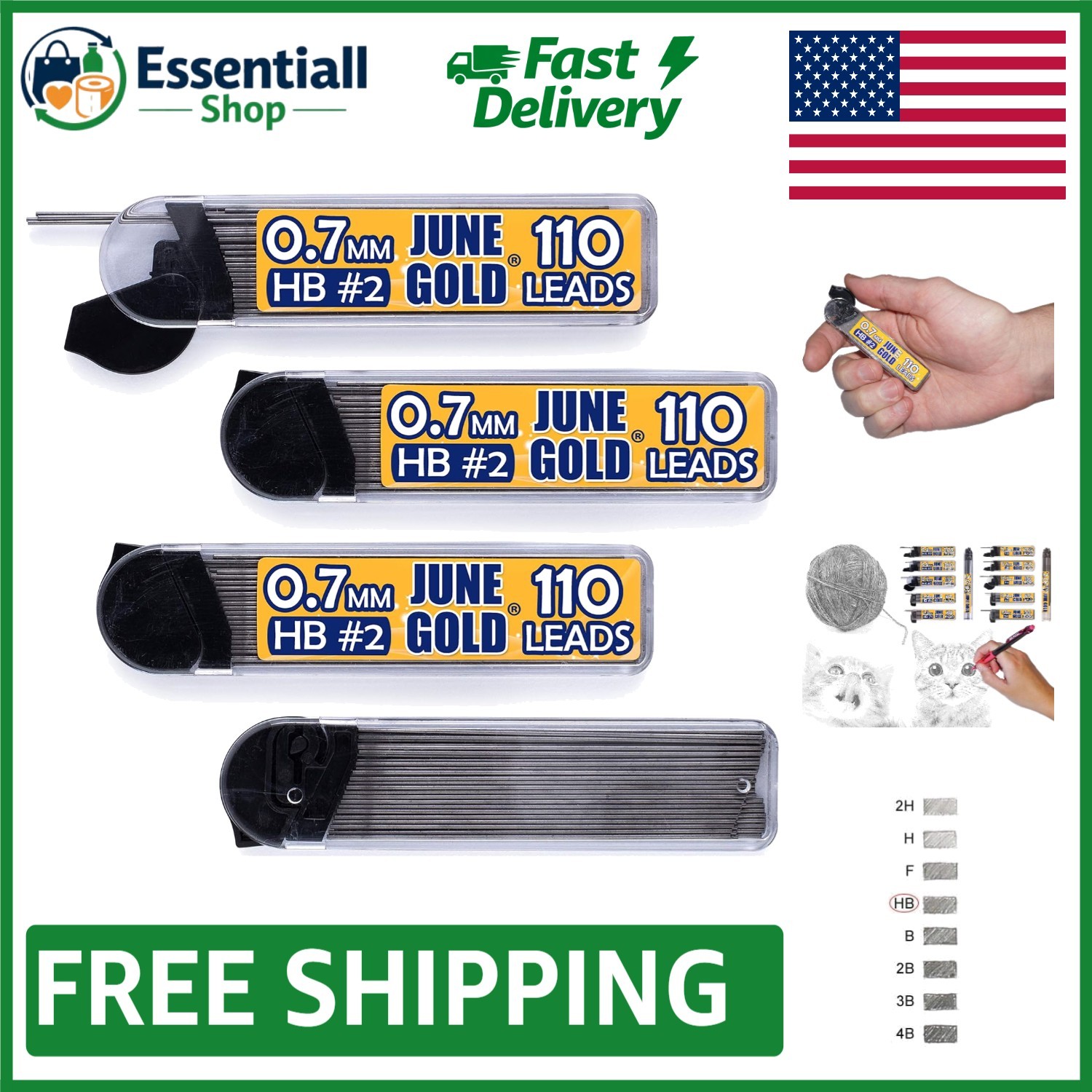 Top Quality 440 Piece 0.7 mm HB Lead Refill Set with Simple Dispenser Design