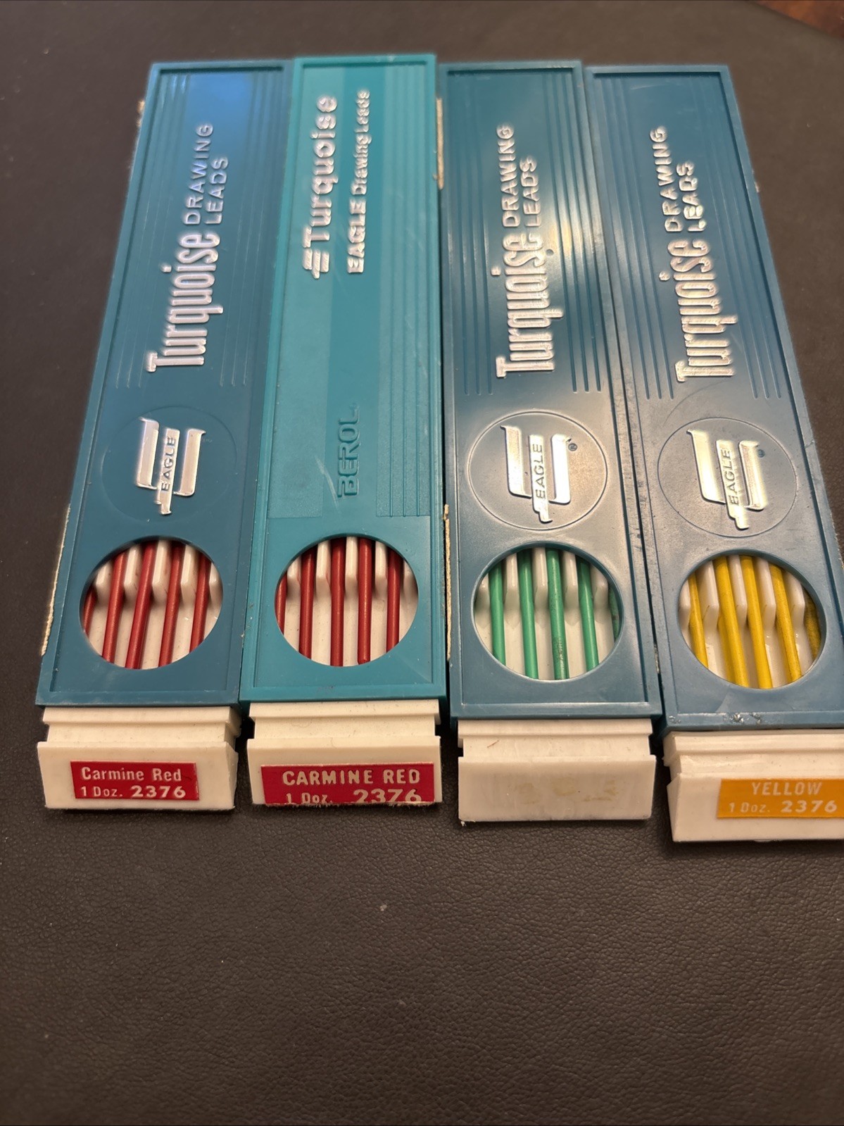 Vintage Berol Turquoise Eagle Drawing Leads 2376 Red, Green, & Yellow